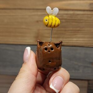 Charming Ceramic Cat Figurine, Sculpture, Cat Pottery Figurine, Ceramic Cat Art